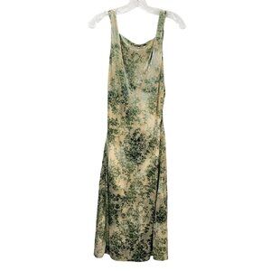 Cider Tan & Green Velvet Burnout Ruched Midi Dress Sleeveless Tank - Size XL